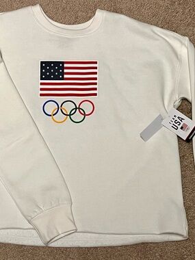 USA Olympic Flag Crewneck Sweatshirt - White